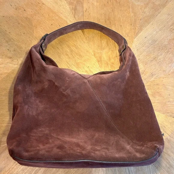 Sundance Origami Italian Suede Bag -  Brown, zip pockets inside and out. EUC - Picture 4 of 13